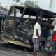 Several buses were set on fire in Obuasi after news spread about the killings